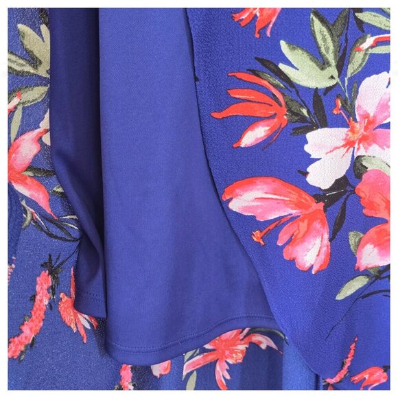 IZ Byer NWT Floral Hi Low Dress Size XL Faux Wrap Ruffle - Picture 7 of 10